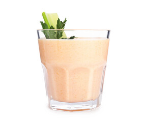 Superfood. Tasty smoothie in glass isolated on white