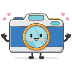 Camera with tiny arms in kawaii-style vector illustration
