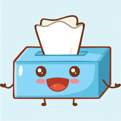 Tissue box with soft eyes in kawaii-style vector illustration