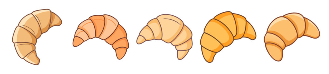 Freshly Baked Croissant Illustrations – Buttery Pastry Icons

