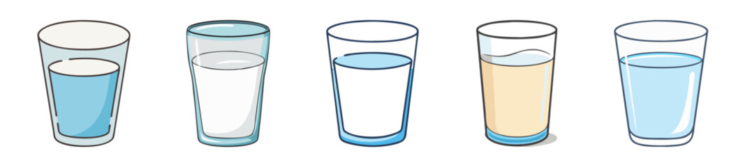 Refreshing Glasses of Water – Hydration Drink Icon Pack

