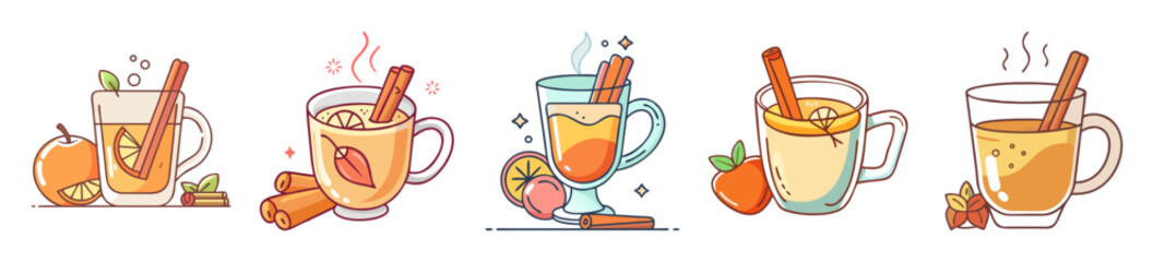 Autumn Spice Drink Collection - Cozy Fall Beverage Illustrations