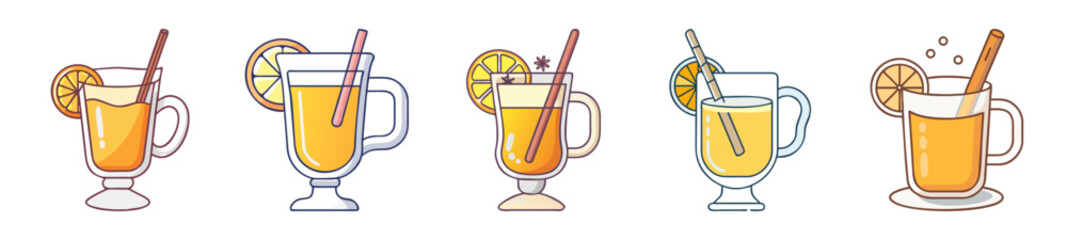 Citrus Lemonade & Juice Set - Fresh Summer Drink Icons
