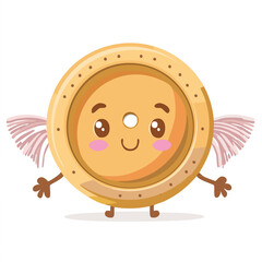 Button with thread arms in kawaii-style vector illustration