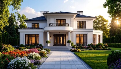Magnificent modern mansion with landscaped garden under the sun, luxurious home