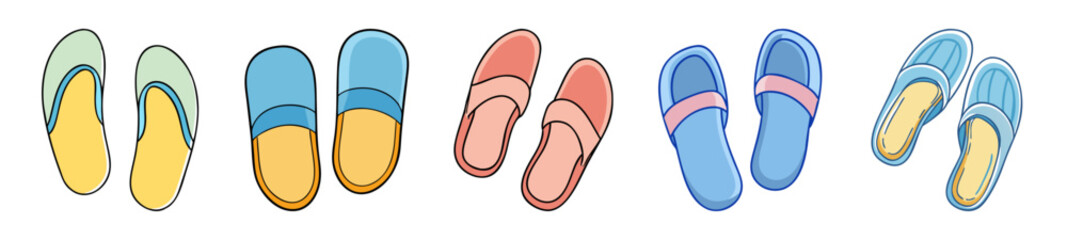 Colorful Flip-Flop Collection – Cartoon Style Summer Footwear Icons

