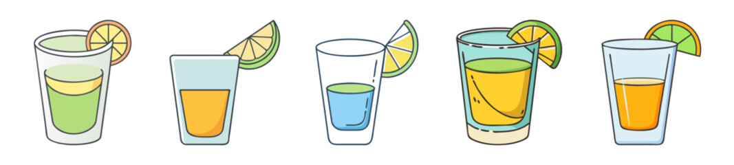 Refreshing Citrus Drinks Collection – Summer Cocktails & Mocktails Icons


