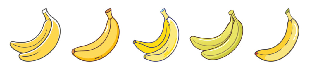 Banana Icons Set – Fresh Yellow Tropical Fruit Collection