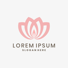 Minimalist pink lotus flower logo design