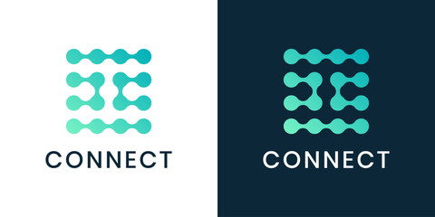 Modern technology connection logo design with network