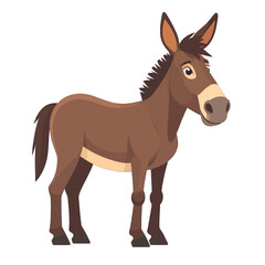 Fototapeta premium Cartoon Brown Donkey Illustration