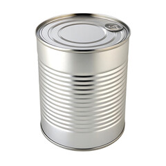 Silver metal food can isolated on transparent background