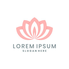 Minimalist pink lotus flower logo design