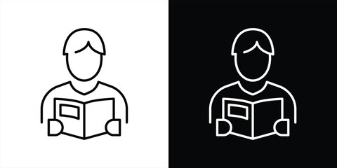 reading icon. contain focused readers, curious mind, capturing personal study, self learning, lifelong education thin line style icon symbol sign for your app web. vector illustration