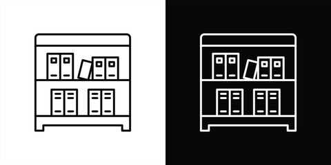 bookshelf icon. contain knowledge and structure learning, library, archives, educational order thin line style icon symbol sign for your app and web. vector illustration