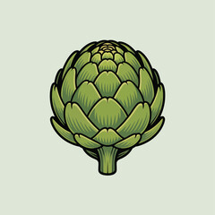 Obraz premium Vibrant green artichoke illustration with detailed petals