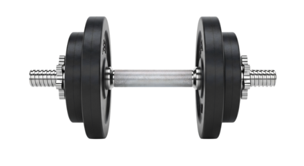 Dumbbell weight training fitness exercise equipment strength workout gym bodybuilding lifting iron isolated on transparent background