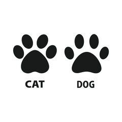 Black cat and dog paw prints animal