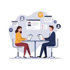 Job Interview Candidate and Recruiter Reviewing Resume and Application