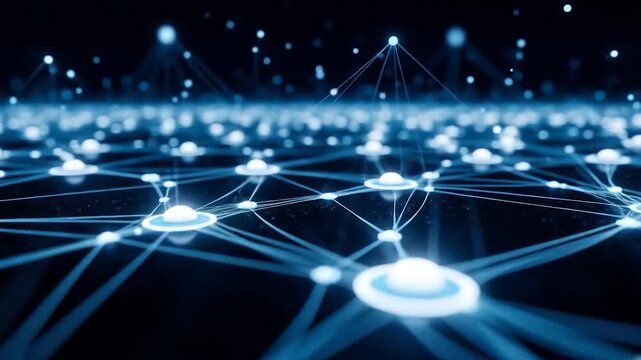 Abstract network of glowing nodes and connections