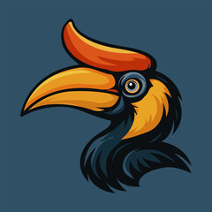 Colorful Hornbill Bird Mascot Logo with Bold Beak and Modern Vector Style on Dark Background