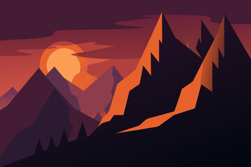 Fototapeta premium mountain cliffs and glowing sky