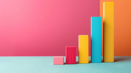 Colorful geometric bars representing growth and progress
