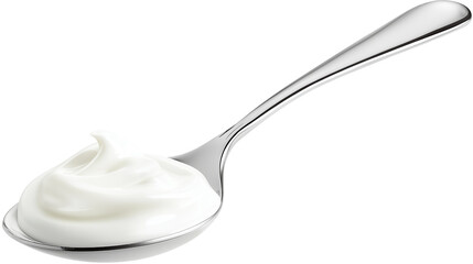 Spoonful of Creamy White Yogurt on Transparent Backdrop