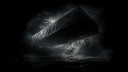 Dark space object in stormy clouds