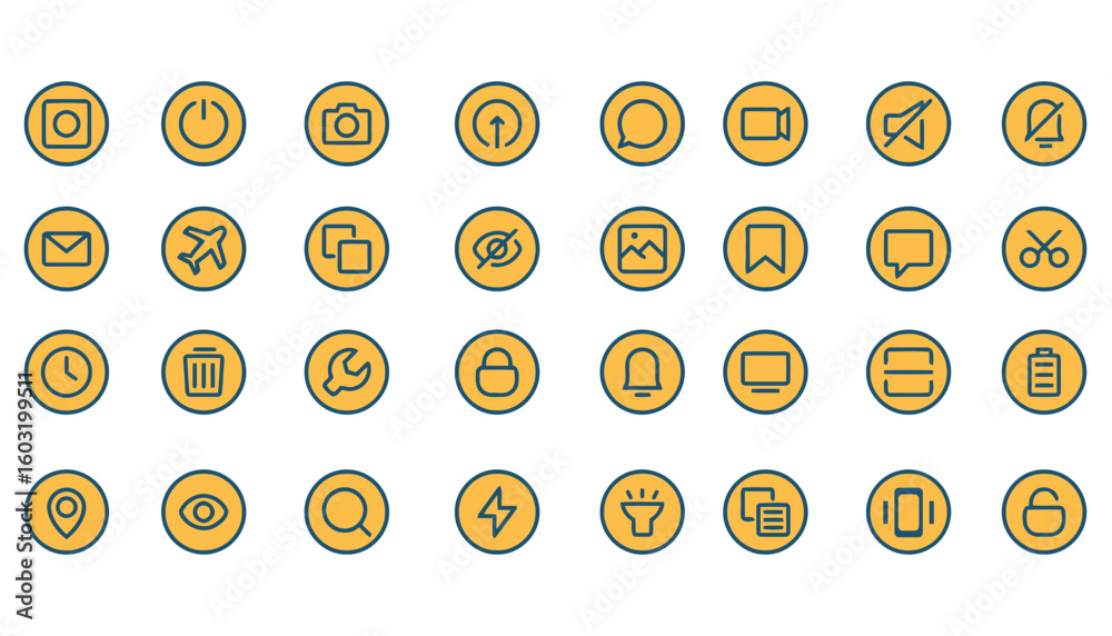 Fototapete Collection of modern flat design icons for user interface and web applications
