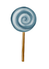 Whimsical blue spiral lollipop design for creative textile and wrapping applications