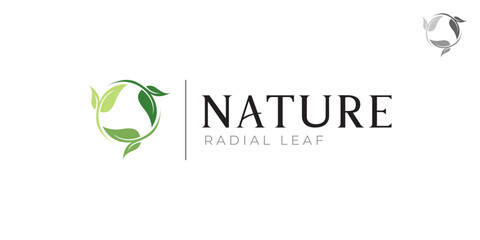 Nature logo with three-leaf radial repeat pattern in modern style flat vector design