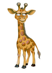 Colorful watercolor giraffe design for wrapping paper and textile patterns