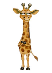 Playful giraffe illustration ideal for textile and wrapping paper design projects