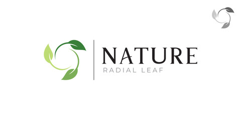 Nature logo with three-leaf radial repeat pattern in modern style flat vector design