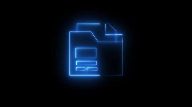 Neon Financial Document Icon - Bright blue file symbol with dollar sign overlay, ideal for fintech dashboards, billing systems, digital transactions, and more.
