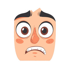 Cartoon Illustration Of A Scared Man's Face