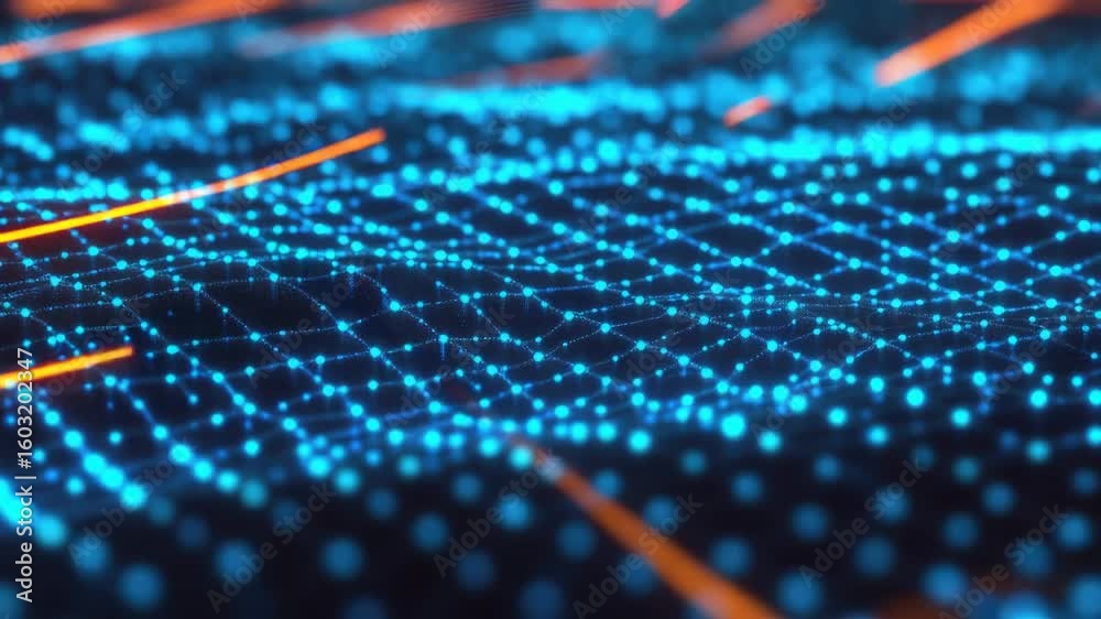 Poster a close-up of a computer screen with glowing lines, suitable for tech-related concepts or futuristic