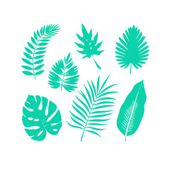 vector set of green leaves