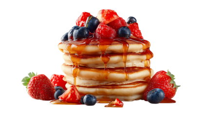 Stack of Pancakes with Berries and Syrup Breakfast