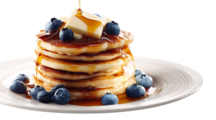 Stack of Pancakes with Blueberries and Syrup