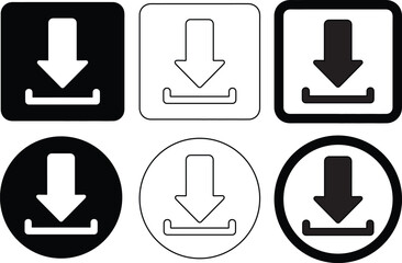 Diverse download icon set featuring a silhouette style