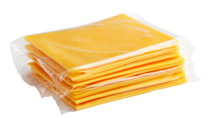 Stack of Wrapped Processed Cheese Slices for Snacks