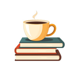 Coffee Cup On Stack Of Books Illustration