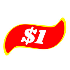 $1 price tag png, red colour label, simple sale sticker, discount offer design