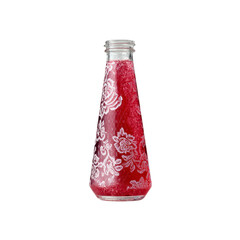 Elegant Red Beverage in Ornate Glass Bottle