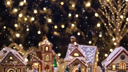 Winter wonderland village with quaint houses and festive decorations during holiday season - Powered by Adobe