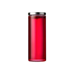 Obraz premium Cylindrical Glass Jar Filled with Vibrant Red Liquid, Studio Shot