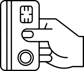 Hand holding a credit card with chip for payment
