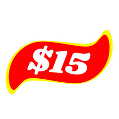 $15 only png, red colour price tag, ecommerce sale graphic, price label layout